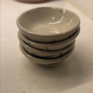 Tiny Ceramic Bowls - White and Blue